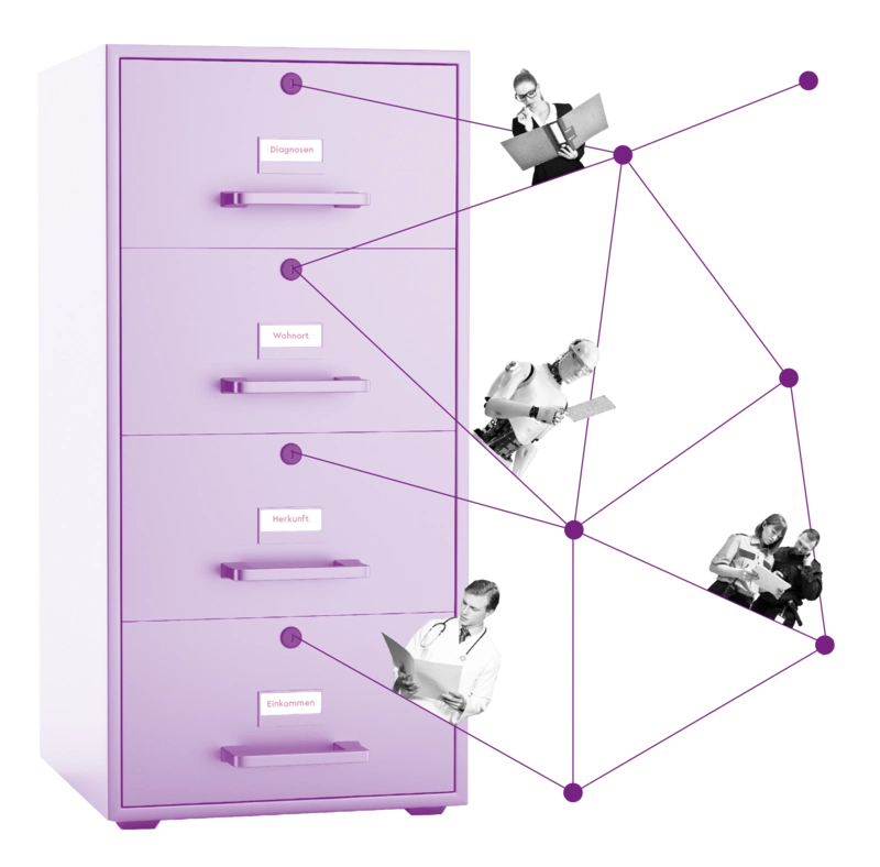 Ein Aktenschrank, vernetzt in einem Netzwerk