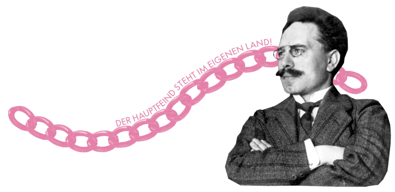 Eine Kette und eine Abbildung von Karl Liebknecht