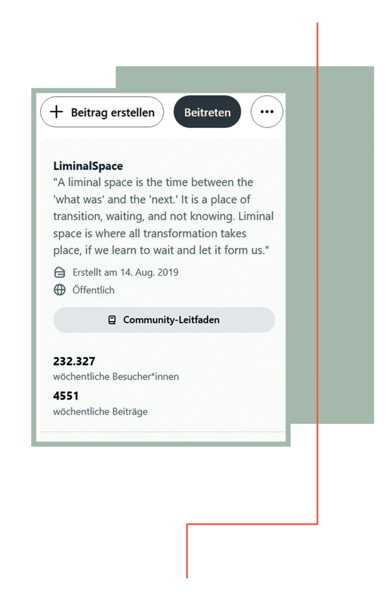 Facebook-Community "Liminal Space", Screenshot